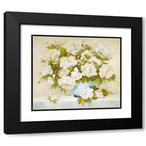 Medley In Soft Yellow Black Modern Wood Framed Art Print with Double Matting by Fasani