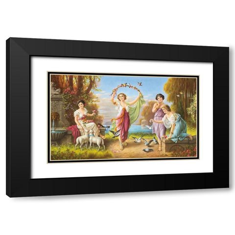 FRIENDS Black Modern Wood Framed Art Print with Double Matting by Zabateri