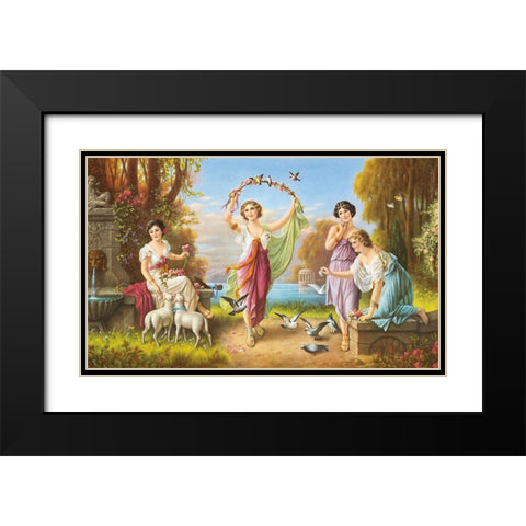 FRIENDS Black Modern Wood Framed Art Print with Double Matting by Zabateri