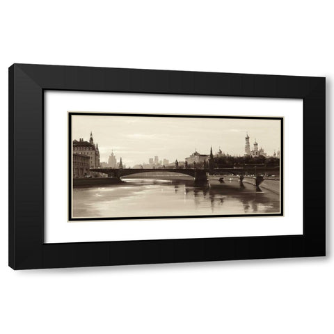 Bolshoy Moskworetsky Bridge Black Modern Wood Framed Art Print with Double Matting by Ryazanov