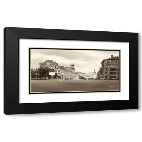 Lubjanka Place, Moscow Black Modern Wood Framed Art Print with Double Matting by Ryazanov