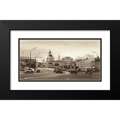 Sergy Radonezhsky Street Black Modern Wood Framed Art Print with Double Matting by Ryazanov