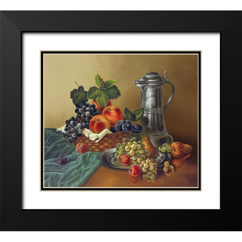 DELICIOUS GRAPES Black Modern Wood Framed Art Print with Double Matting by Pila