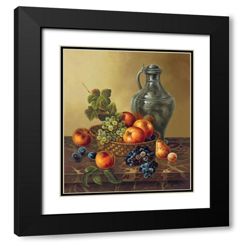 LATE AUTUMN FRUIT BASKET Black Modern Wood Framed Art Print with Double Matting by Pila
