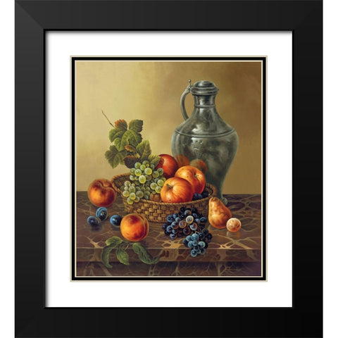 LATE AUTUMN FRUIT BASKET Black Modern Wood Framed Art Print with Double Matting by Pila