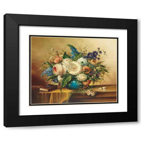 ANNIVERSARY BOUQUET Black Modern Wood Framed Art Print with Double Matting by Pila