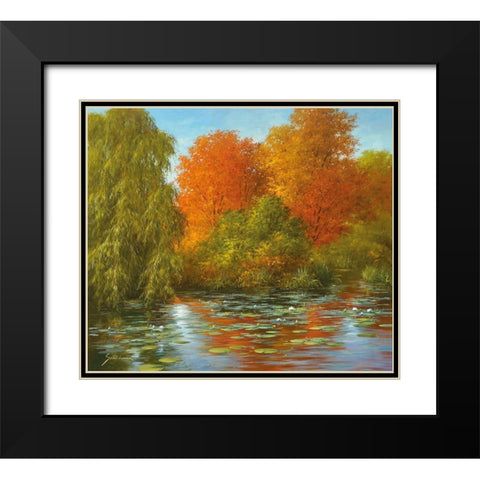 INDIAN SUMMER Black Modern Wood Framed Art Print with Double Matting by Schoelnhammer, Heinz