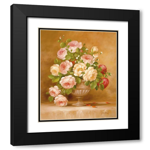 ROSES I Black Modern Wood Framed Art Print with Double Matting by Fasani