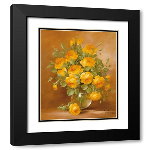 ROSES II Black Modern Wood Framed Art Print with Double Matting by Fasani
