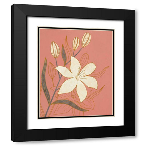 Terra Cotta Lillies I Black Modern Wood Framed Art Print with Double Matting by Design Show