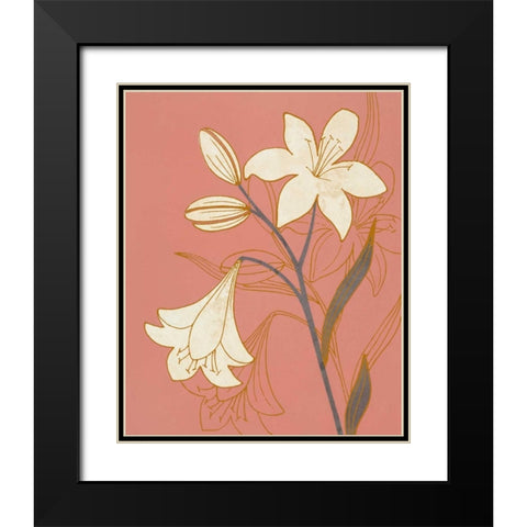 Terra Cotta Lillies II Black Modern Wood Framed Art Print with Double Matting by Design Show