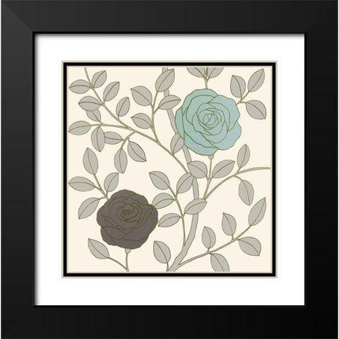 Rose Garden II Black Modern Wood Framed Art Print with Double Matting by Design Show