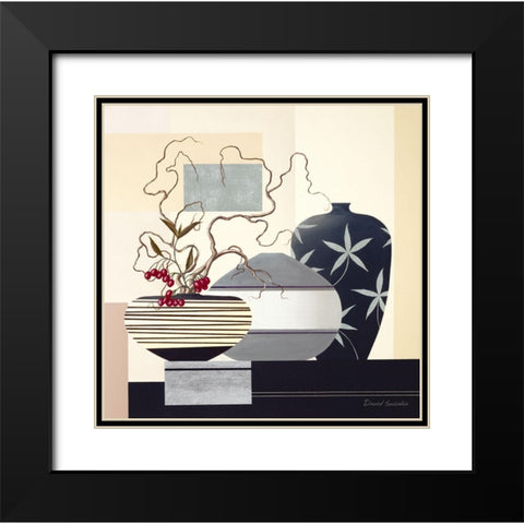 Twigs and Berries I Black Modern Wood Framed Art Print with Double Matting by Sedalia, David