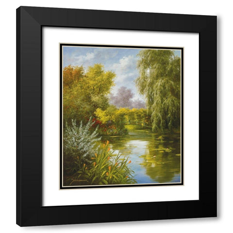 DREAMY CREEK I Black Modern Wood Framed Art Print with Double Matting by Schoelnhammer, Heinz