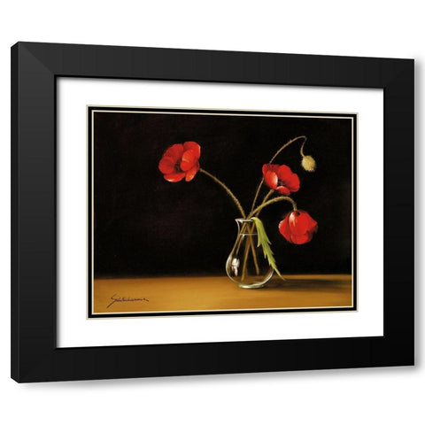 CONTRAST II Black Modern Wood Framed Art Print with Double Matting by Schoelnhammer, Heinz