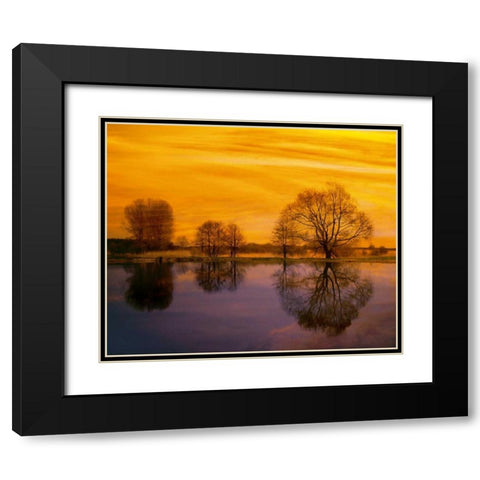 Afterglow II Black Modern Wood Framed Art Print with Double Matting by Weissing, Gerd