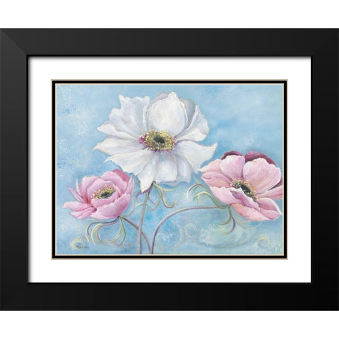 PASTEL FLOWERS I Black Modern Wood Framed Art Print with Double Matting by Withaar, Rian