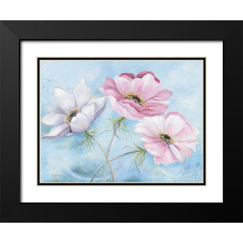 PASTEL FLOWERS II Black Modern Wood Framed Art Print with Double Matting by Withaar, Rian