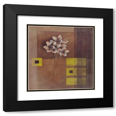 Elegant Flowers II Black Modern Wood Framed Art Print with Double Matting by Verbeek-Van Den Broek