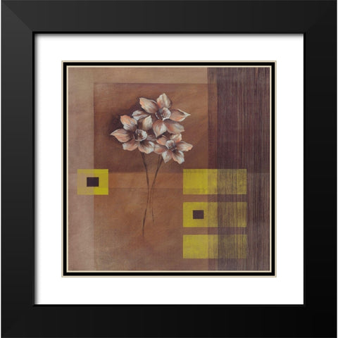 Elegant Flowers II Black Modern Wood Framed Art Print with Double Matting by Verbeek-Van Den Broek