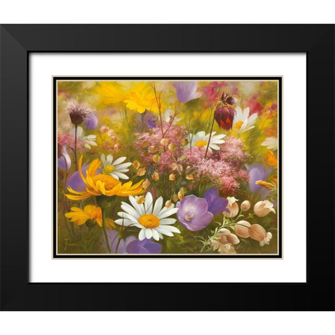 POTPOURRI OF FLOWERS I Black Modern Wood Framed Art Print with Double Matting by Fasani
