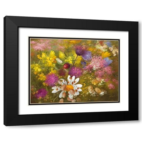 POTPOURRI OF FLOWERS II Black Modern Wood Framed Art Print with Double Matting by Fasani