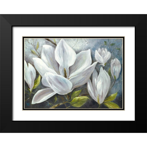 Tender Magnolias II Black Modern Wood Framed Art Print with Double Matting by Field, Anna