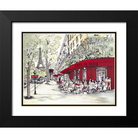 Cafe De Paris Black Modern Wood Framed Art Print with Double Matting by Marceau, Chloe