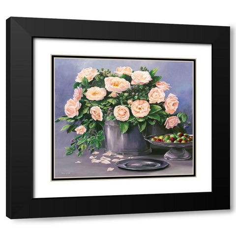 FLOWERS AND APPLES II Black Modern Wood Framed Art Print with Double Matting by v.d. Valk, Karin