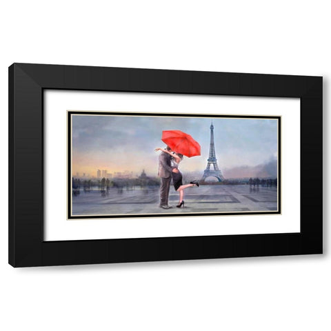 Paris Love Black Modern Wood Framed Art Print with Double Matting by Tarin, Michael