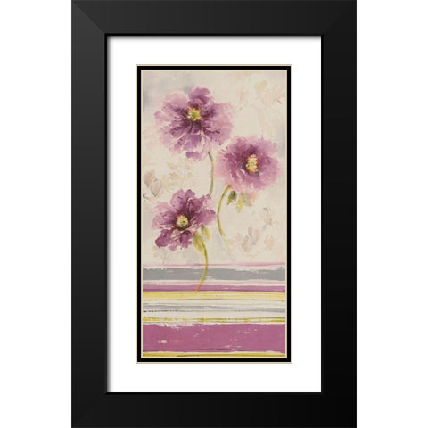 Floral WITH STRIPES II Black Modern Wood Framed Art Print with Double Matting by Disegni