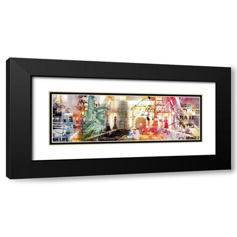 NEW YORK COLLAGE Black Modern Wood Framed Art Print with Double Matting by Pax