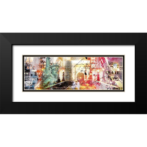 NEW YORK COLLAGE Black Modern Wood Framed Art Print with Double Matting by Pax
