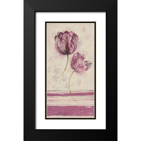 Floral WITH STRIPES III Black Modern Wood Framed Art Print with Double Matting by Disegni