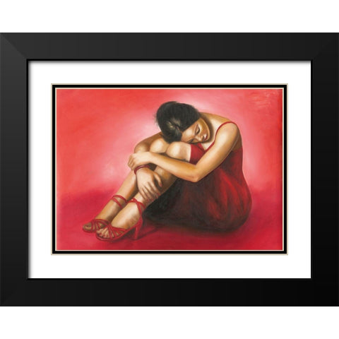 LA DONNA ROSSA Black Modern Wood Framed Art Print with Double Matting by Sgarbossa+May