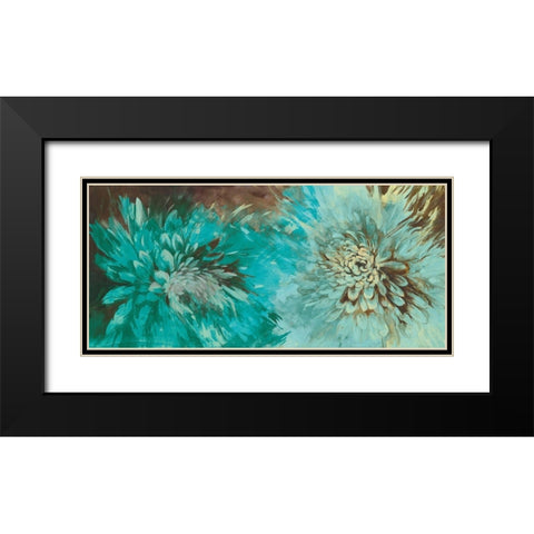 TURQUOISE BLOOM Black Modern Wood Framed Art Print with Double Matting by Ganz, Michael