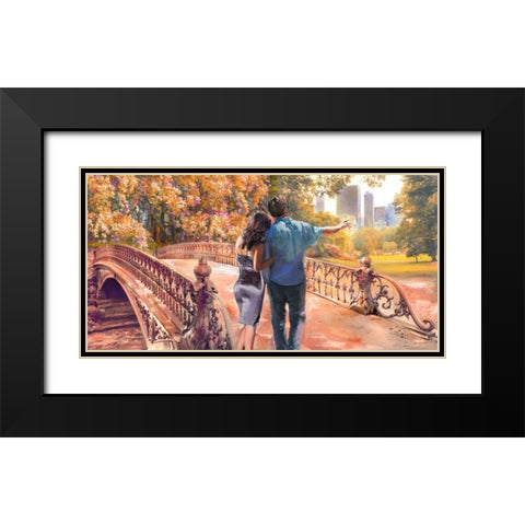 Manhattan Love Black Modern Wood Framed Art Print with Double Matting by Tarin, Michael