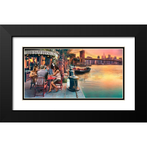 Brooklyn Cafe Black Modern Wood Framed Art Print with Double Matting by Tarin, Michael