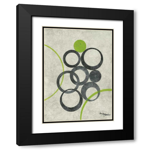 Circle Graphics II Black Modern Wood Framed Art Print with Double Matting by Kikani, Umang