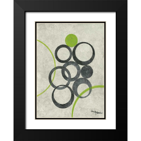 Circle Graphics II Black Modern Wood Framed Art Print with Double Matting by Kikani, Umang