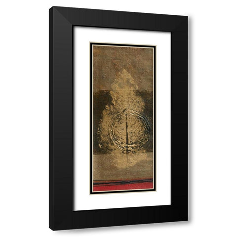 Golden Leaf II Black Modern Wood Framed Art Print with Double Matting by Kikani, Umang