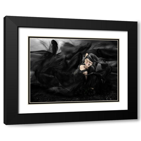 Darkness Black Modern Wood Framed Art Print with Double Matting by Babette