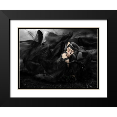 Darkness Black Modern Wood Framed Art Print with Double Matting by Babette