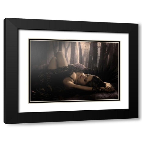 Muriel Black Modern Wood Framed Art Print with Double Matting by Babette