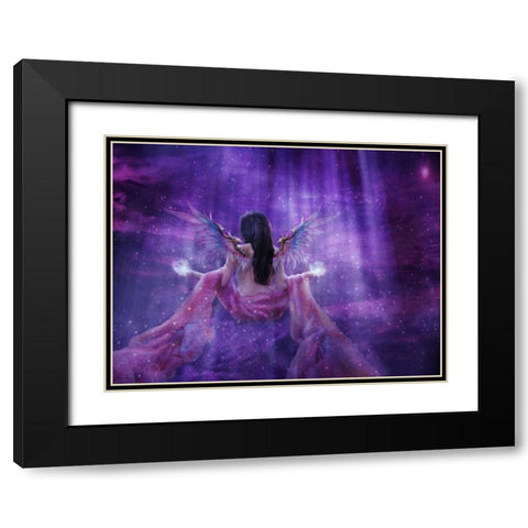 Angelic Blessing Black Modern Wood Framed Art Print with Double Matting by Babette