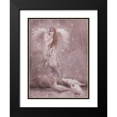 Caring Black Modern Wood Framed Art Print with Double Matting by Babette