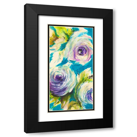Floral ON TURQUOIS III Black Modern Wood Framed Art Print with Double Matting by Ganz, Michael