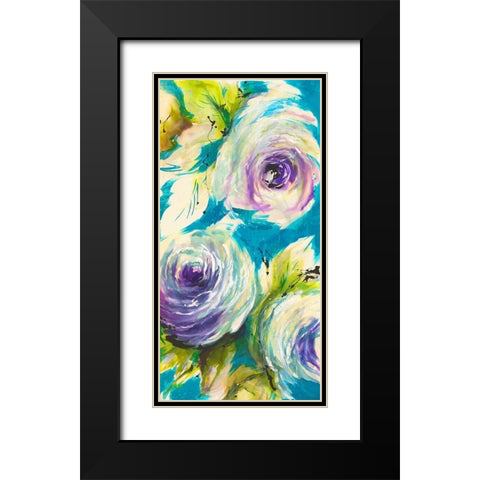 Floral ON TURQUOIS III Black Modern Wood Framed Art Print with Double Matting by Ganz, Michael