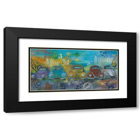 BEETLE LINE Black Modern Wood Framed Art Print with Double Matting by Mizo