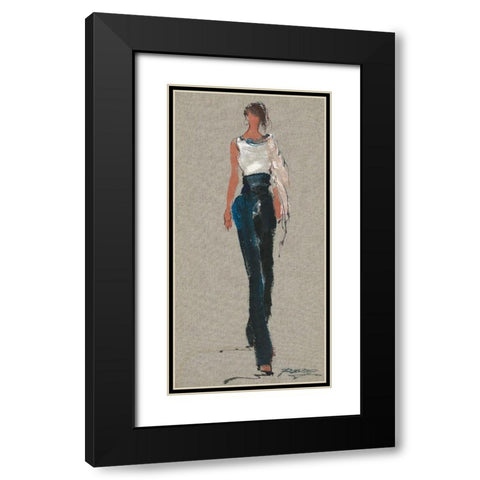 CHLOE Black Modern Wood Framed Art Print with Double Matting by Shenli